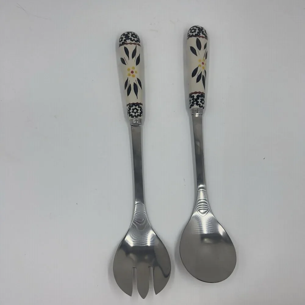Temp-tations Salad Tongs,Serving Utensil,BLACK,Stainless Steel,Ceramic